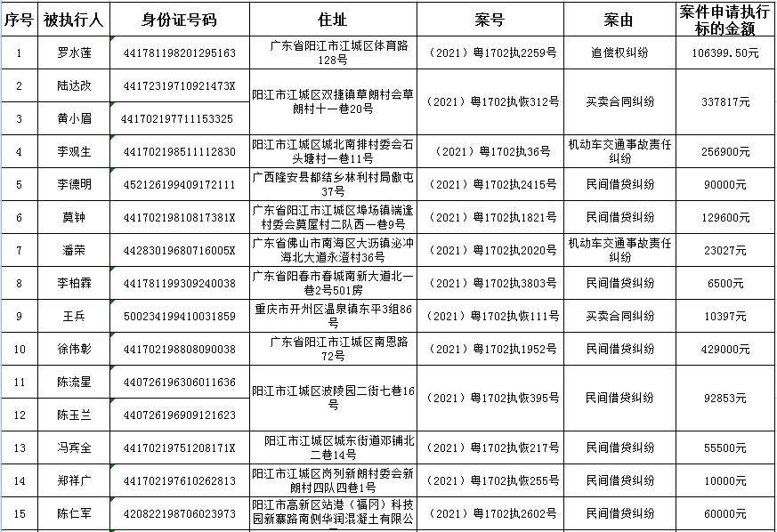 廣東陽江最新老賴名單公布，失信行為的警示與反思