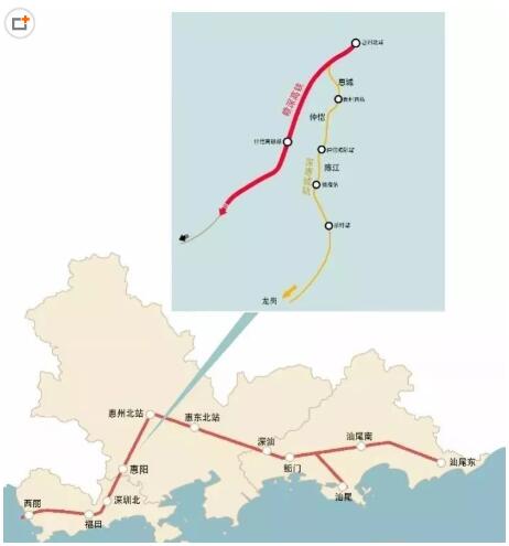 汕梅高鐵最新線路圖，連接粵東的新動(dòng)脈